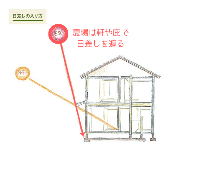 日差しの入り方　夏